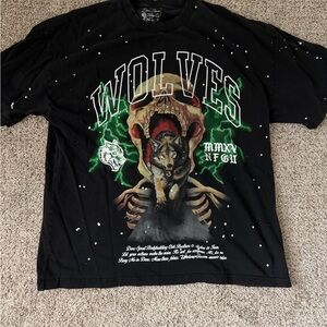 Black Darc Sport Wolves Graphic T-Shirt Large